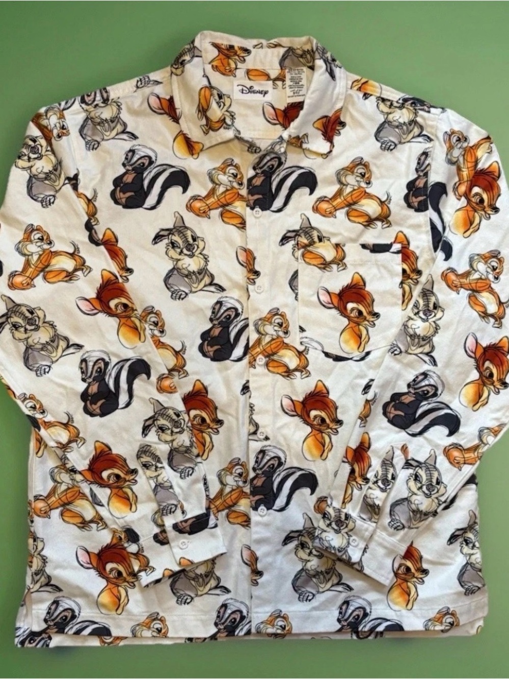 Disney White Bambi & Friends Allover Print Button-Down Shirt - Men